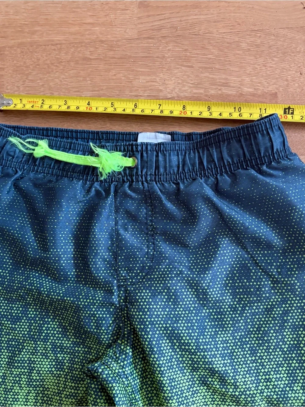 Under Armour Teal and Neon Green Boys' Swim Shorts trunk Sz S